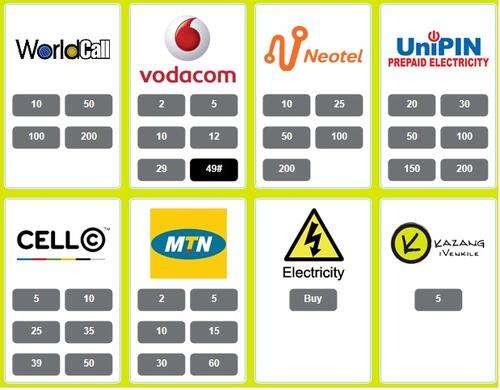 Prepaid airtime and electricity