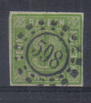 GERMANY CLASSIC STATES BAVARIA ISSUE 1850 MI#45 F.U. C/V R290.00 LOOK SCANS X2