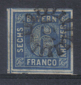 GERMANY CLASSIC STATES BAVARIA ISSUE 1862 MI#10b F.U. C/V R720.00 LOOK SCANS X2