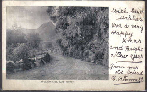 SOUTH AFRICA EARLY B/W POST CARD OF "MONTAGU PASS" CAPE NOT MAILED.
