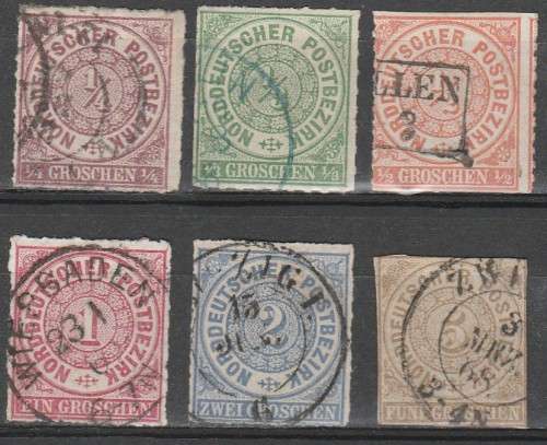 GERMANY CLASSIC STATES NORDDEUTSCHER BUND 1868 ISSUE Mi#1/6 FULL SET F.U. C/VR750.00 LOOK SCAN