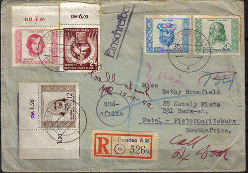 D.D.R.1952 COVER WITH FULL SET FRANKED PLUS!! C/V R800 .00 ++++ CHRISTMAS SPECIAL!!