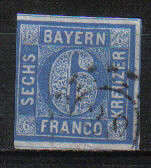 GERMANY CLASSIC STATES 1862 ISSUE BAVERIA Mi#11 LOOK BELOW!!