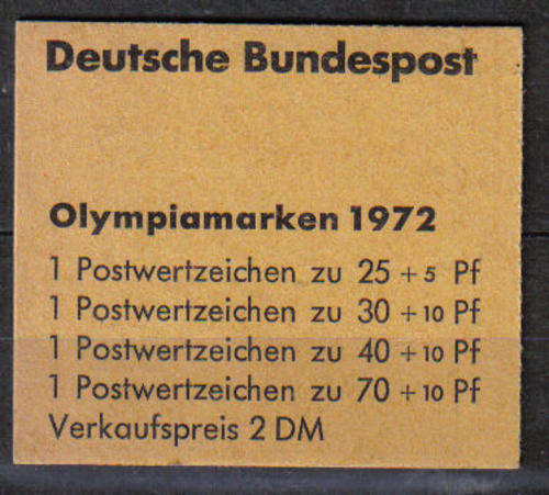 GERMANY B.D.R.COMPLETE BOOKLET ISSUED 1972 OLYMPIC MINT SETENANT BLOCK ALL INTACT