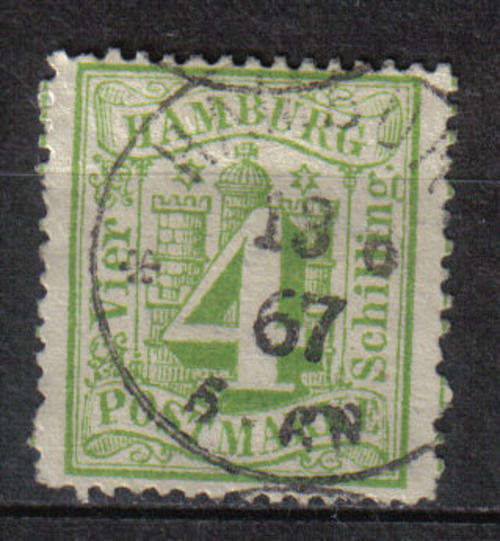 GERMANY HAMBURG CLASSIC STATES 1864 ISSUE Mi#16a F.U. C/V R350.00 LOOK SCAN