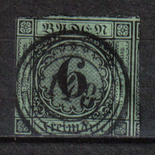 GERMAN CLASSIC BADEN F.U. Mi#3a C/V R1,620.00 SCARCE COLOUR LOOK BELOW