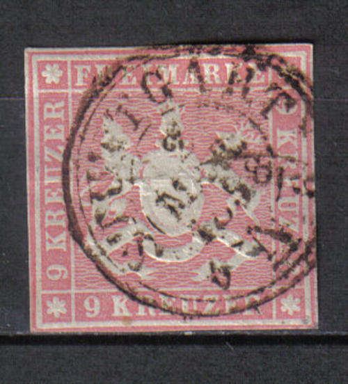 GERMANY CLASSIC STATES WURTTEMBERG 1851 ISSUE Mi#9a F.U.C/V R990.00 LOOK BELOW!!