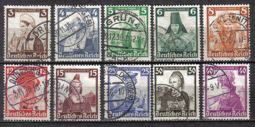 GERMANY REICH 1935 ISSUE Mi#588/97 SUPERB F.U. FULL SET COSTUMES C/V R990.00 LOOK SCAN.