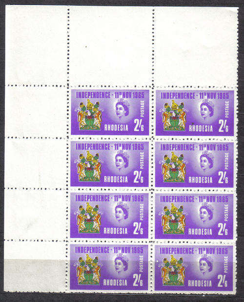 RHODESIA 1965 ISSUE SACC#115 BLOCK OF 8 LARGE MARGINS MINT**  LOOK SCAN