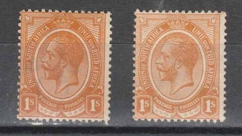 SOUTH AFRICA 1913 ISSUE KGV SACC#11 & 11a MINT BOTH COLOURS INVERTED W/M LOOK SCAN.