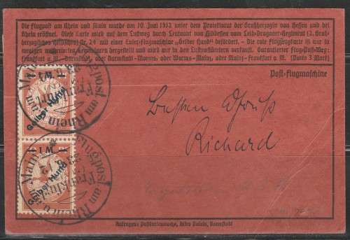 REICH 1912 ZEPPELIN FLIGHT CARD FRANKED MI#55: Mi#IV PLUS VARITEY C/V R12,500.00+ READ BELOWSCANS 3