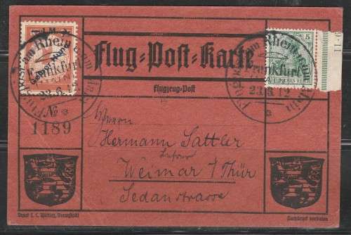 REICH 1912 ZEPPELIN FLIGHT CARD FRANKED MI#55: Mi#IV PLUS VARITEY C/V R12,500.00+ READ BELOWSCANS 3