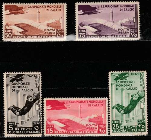 KINGDOM OF ITALY 1934 ISSUE SET AIR MAIL STAMPS FOOTBALL WORLD CUP MINT* C/V R7,600.00 LOOK SCAN