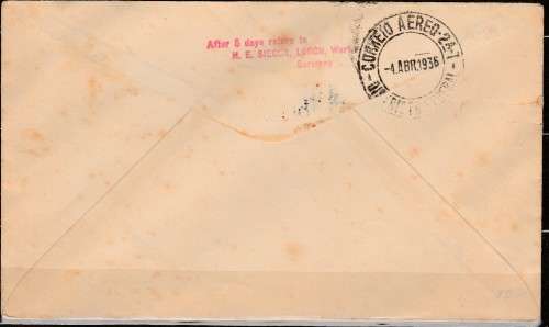 GERMAN REICH ZEPPELIN COVER FROM GERMANY TO BRAZIL"NORTH AMERICAN FLIGHT" HINDENBURG SHIP LOOK SCAN