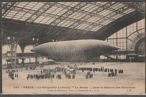 FRANCE ZEPPELIN  " Le JAUNE" EARLY EXAMPLE IN HANGER  REAL PHOTO POST CARD LOOK SCAN