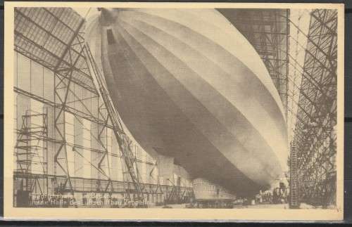 ZEPPELIN IN HANGAR MINT POST CARD LOOK SCAN