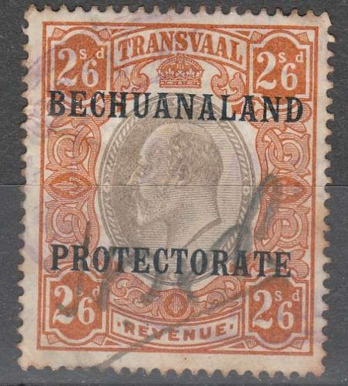 TRANSVAAL REVENUE 2s6d OVERPRINTED "BECHUANALAND PROTECTORATE" F.U. LOOK SCAN