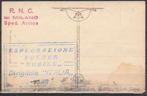 ITALY AIRSHIP DIRIGIBLLE ITALIS" (ZEPPELIN) EXPLORATION POLAR FLIGHT CACHET APPLIED LOOK SCANS X 2