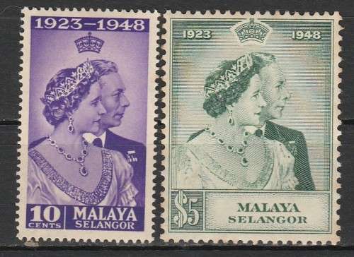 MALAYSIAN STATES SELANGOR 1948 ISSUE SG#61/62 FULL SET MINT* C/VR550.00 LOOK SCAN X 2