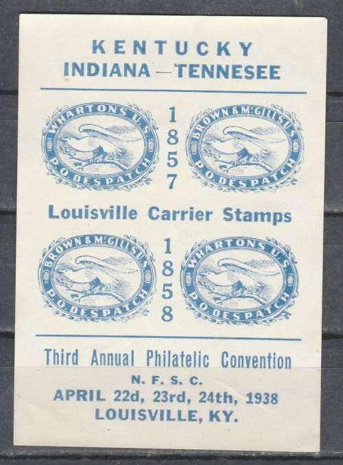 KENTUCKY INDIANA TENNESEE 1938 THIRD ANNUAL PHILATELIC CONVENTION LABELS LOOK SCAN