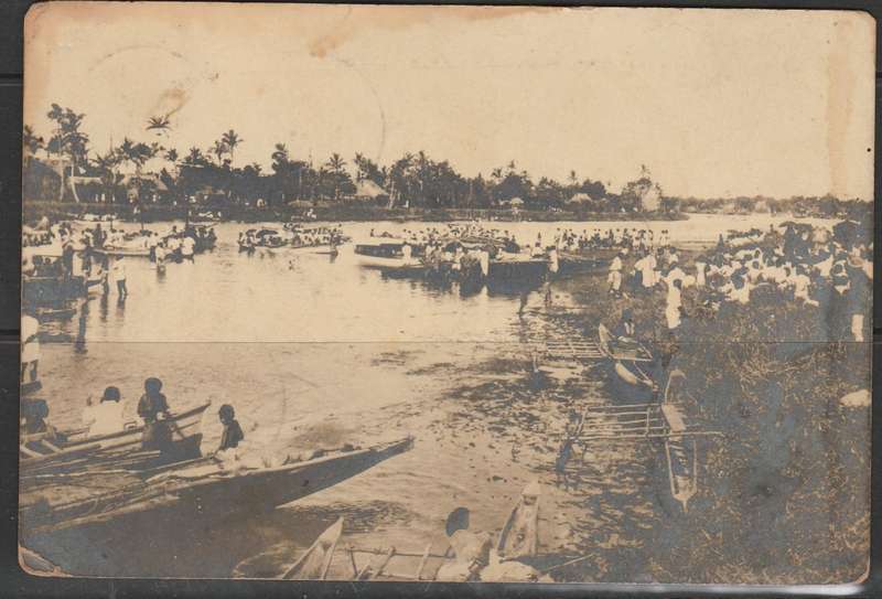 A POST CARD SHOWING WATER WAY (RIVER)FIJI 1d MAILED 1902 TO SOUTH AFRICA LOOK SCAN X 2