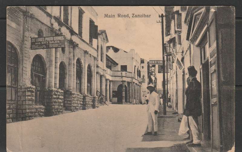A POST CARD SHOWING MAIN ROAD ZANZIBAR MAILED 1923 TO SOUTH AFRICA LOOK SCAN X 2