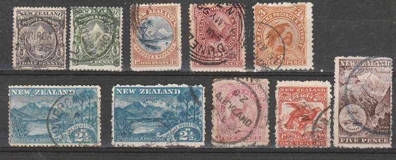 NEW ZEALAND 1898 ISSUE SELECTION PART SET F.U. LOOK SCAN X 2