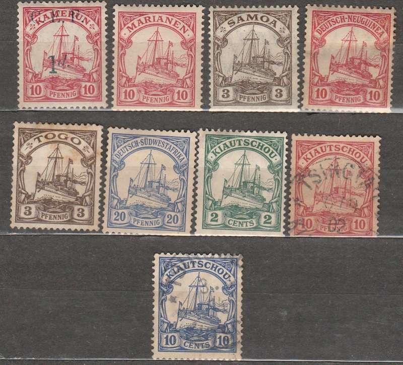 GERMAN KASIER SHIPS SELECTION TOP LEFT STAMP HAS A OVERPRINT C.E.P 1s LOOK SCAN X2
