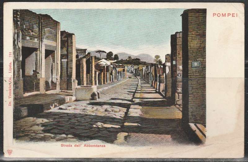 A COLOUR POST CARD SHOWING A STREET IN POMPEI MINT LOOK SCAN