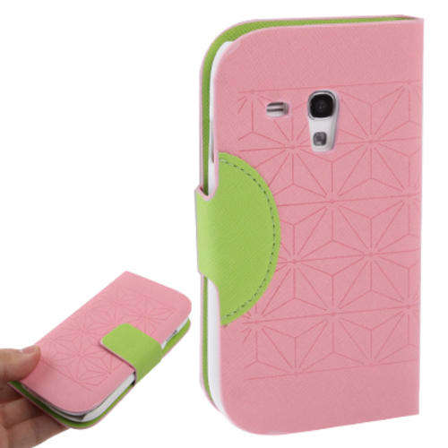 Pink and Green Wallet Case for Samsung S3 mini (I8190) + Lanyard + Matte Screen Protector