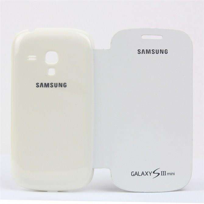 Flip case for Samsung Galaxy S3 mini I8190 + Screen protector  - White