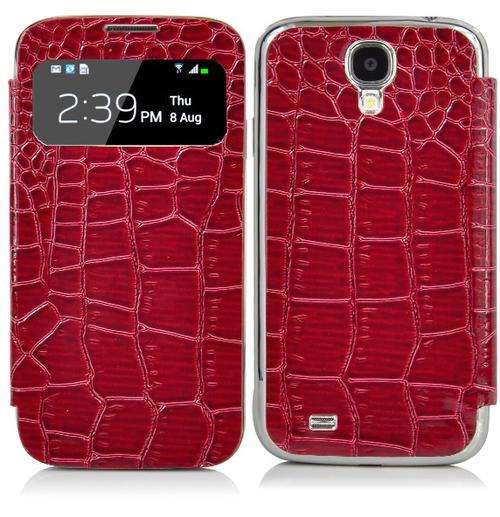 Crocodile texture S View case for Samsung Galaxy S4 (Red)