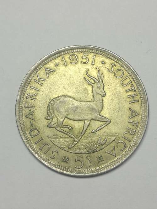 1951 5 shilling south africa in au condition km# 40.2 collectors coin .