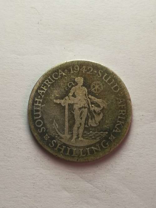 1942 SHILLING UNION OF SOUTH AFRICA COLLECTORS COIN .