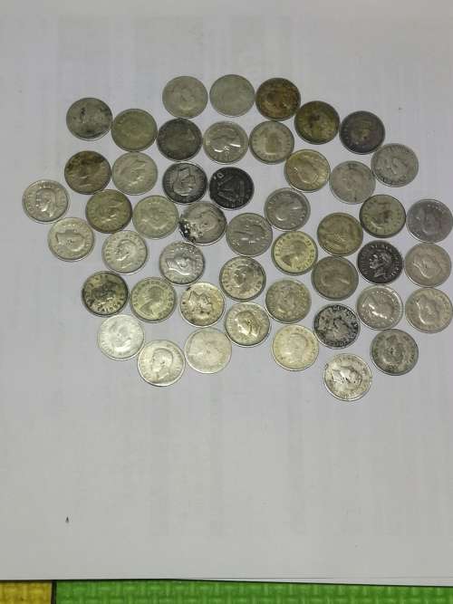 selection 3 pence coin lot union of sa 47 coins and one rhodesia and nyasaland 3 pence silver ..