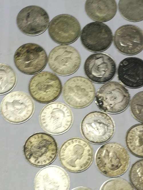 selection 3 pence coin lot union of sa 47 coins and one rhodesia and nyasaland 3 pence silver ..