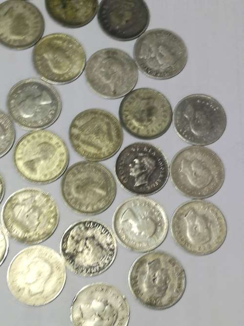 selection 3 pence coin lot union of sa 47 coins and one rhodesia and nyasaland 3 pence silver ..