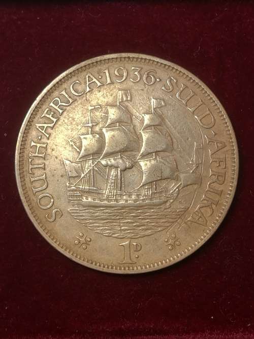 1935/ 1936 / ONE PENNY COINS UNION OF SOUTH AFRICA . LOW MINTAGE COINS . 2 COINS .