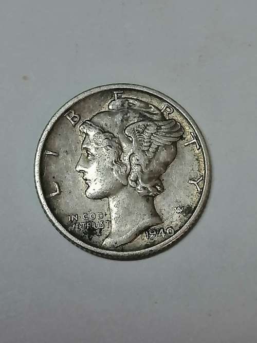 1940 MERCURY DIME,SILVER COIN, 2,5 GRAM, FINENESS 0,900. SANFRANCISCO MINT.