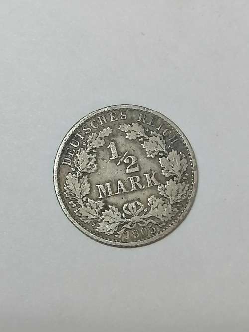 1905 HALF MARK DEUTCHLAND, SILVER COIN, FINENESS 0,9000, WEIGHT 2,7700GRAM