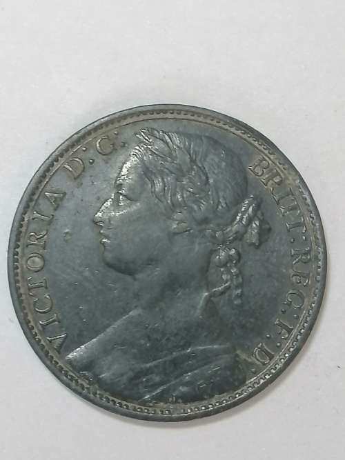 1880 ONE PENNY GREAT BRITAIN, RARE,ROCKS ON LEFT SIDE OF LIGHTHOUSE
