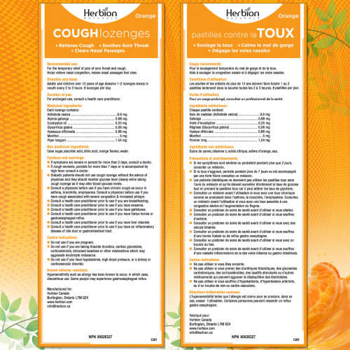 Herbion Naturals Cough Lozenges with Natural Orange Flavors, 25 Lozenges