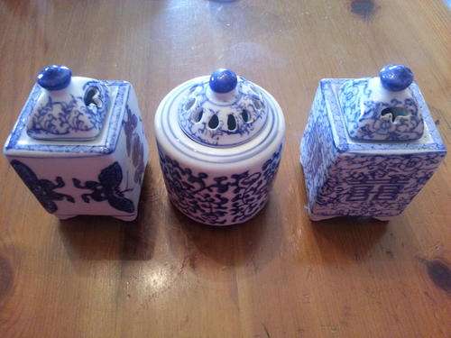 Beautiful Set of 3 Genuine Ming Blue Porcelain Jars!