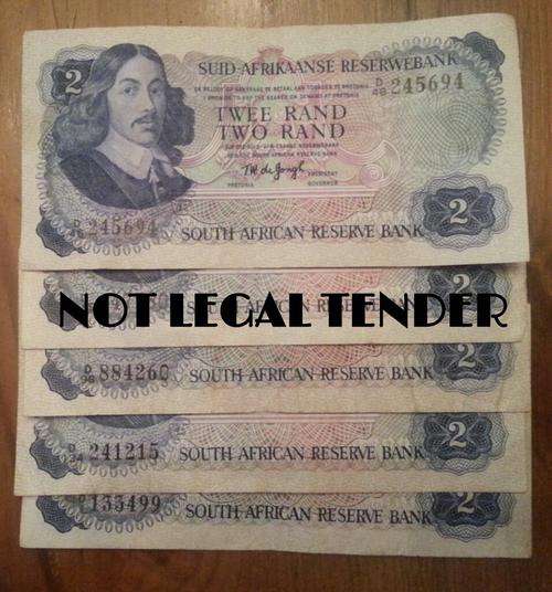 5 Old TW de Jongh R2 Notes - Bid per Note!