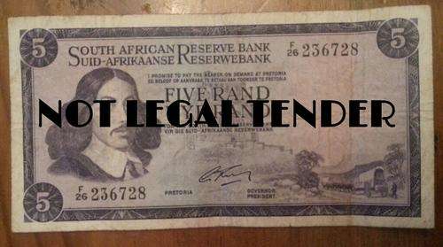 5 Old J. Postmus and TW de Jongh South African R5 Notes - Bid Per Note!