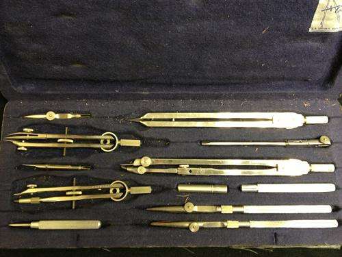 Vintage Charvoz Draughting 12 Piece Compass Set