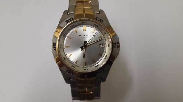 Fossil Men's AM3998 Silver Stainless-Steel Quartz Watch with Silver Dial