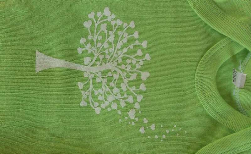 Onesie Body Vest Heart Tree Lime Green