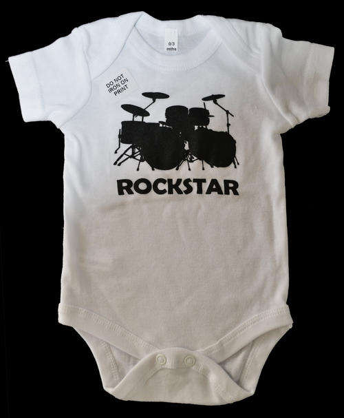 Baby Body Vest Rockstar print (size: 6/12 months)