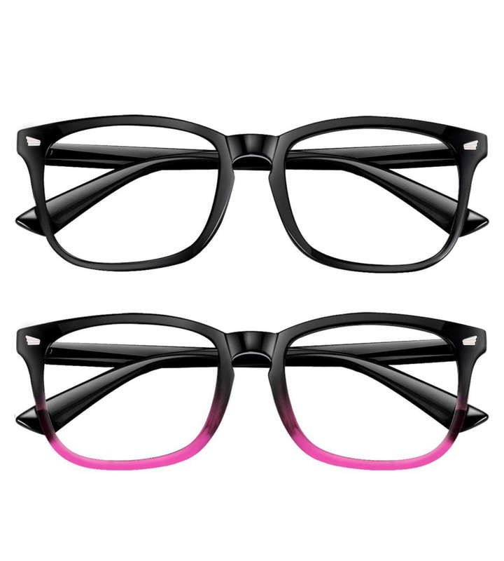Sophie Moda - Fashion Computer Glasses Anti Blue Light: Black/Pink (2Pack)